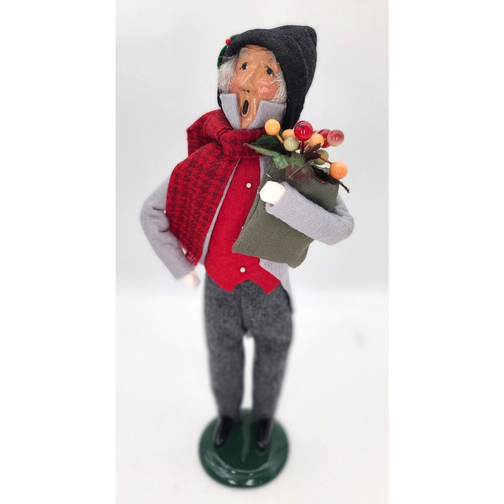 1995 BYERS CHOICE ltd.Ed 11/100 The Carolers Man Figure Bag of Cherries 14"